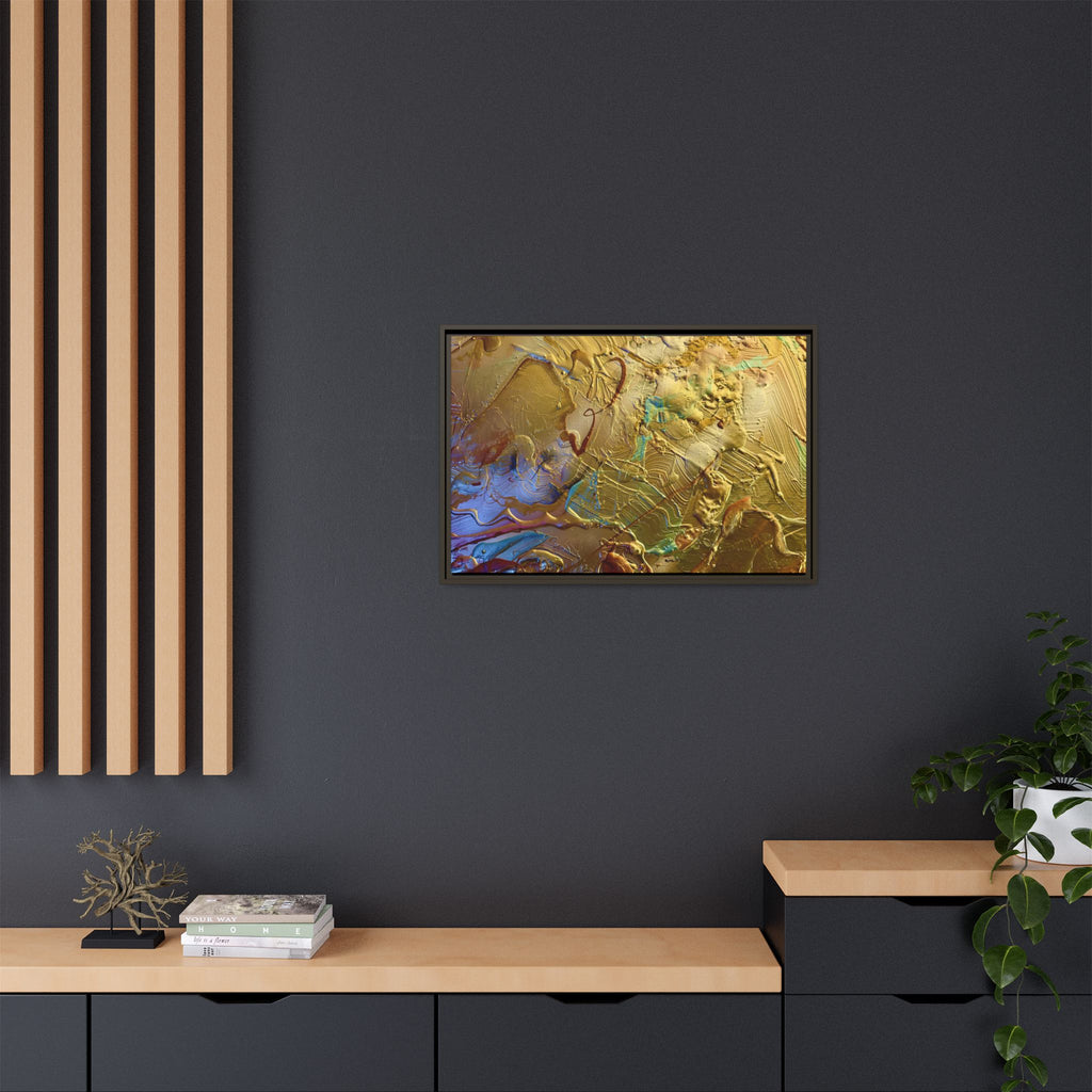 Framed Abstract Metallic Gold Canvas Print — Modern Textured Wall Art