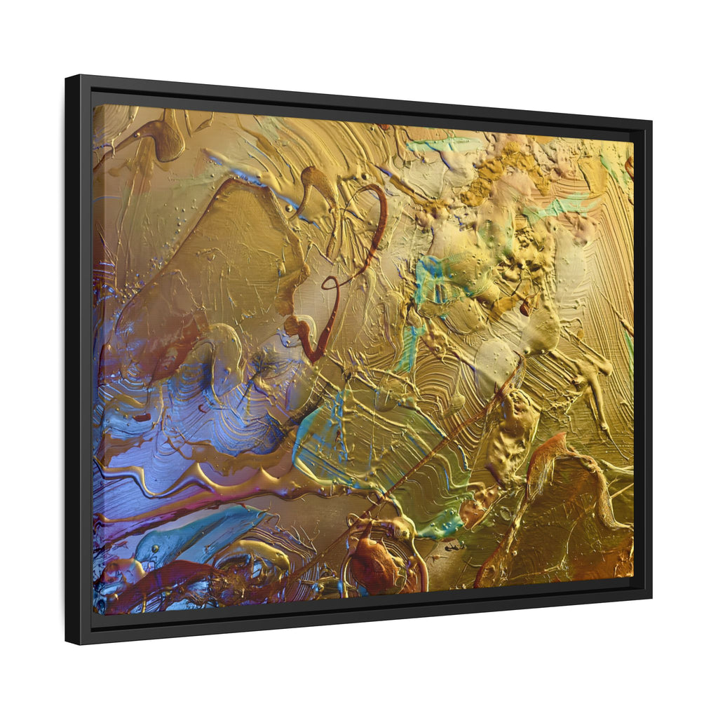 Framed Abstract Metallic Gold Canvas Print — Modern Textured Wall Art