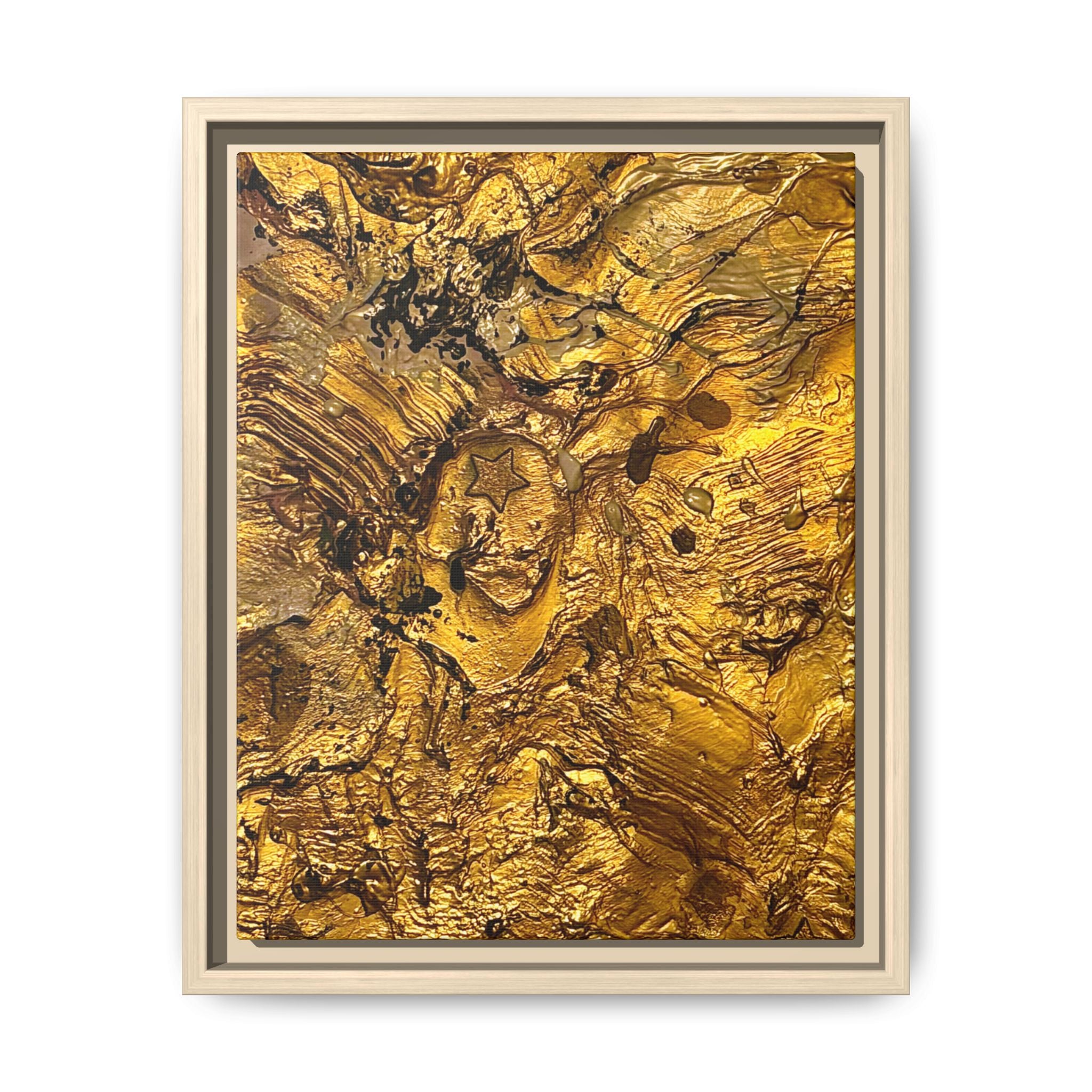 Framed Abstract Gold Marbled Canvas Art – Luxe Wall Decor