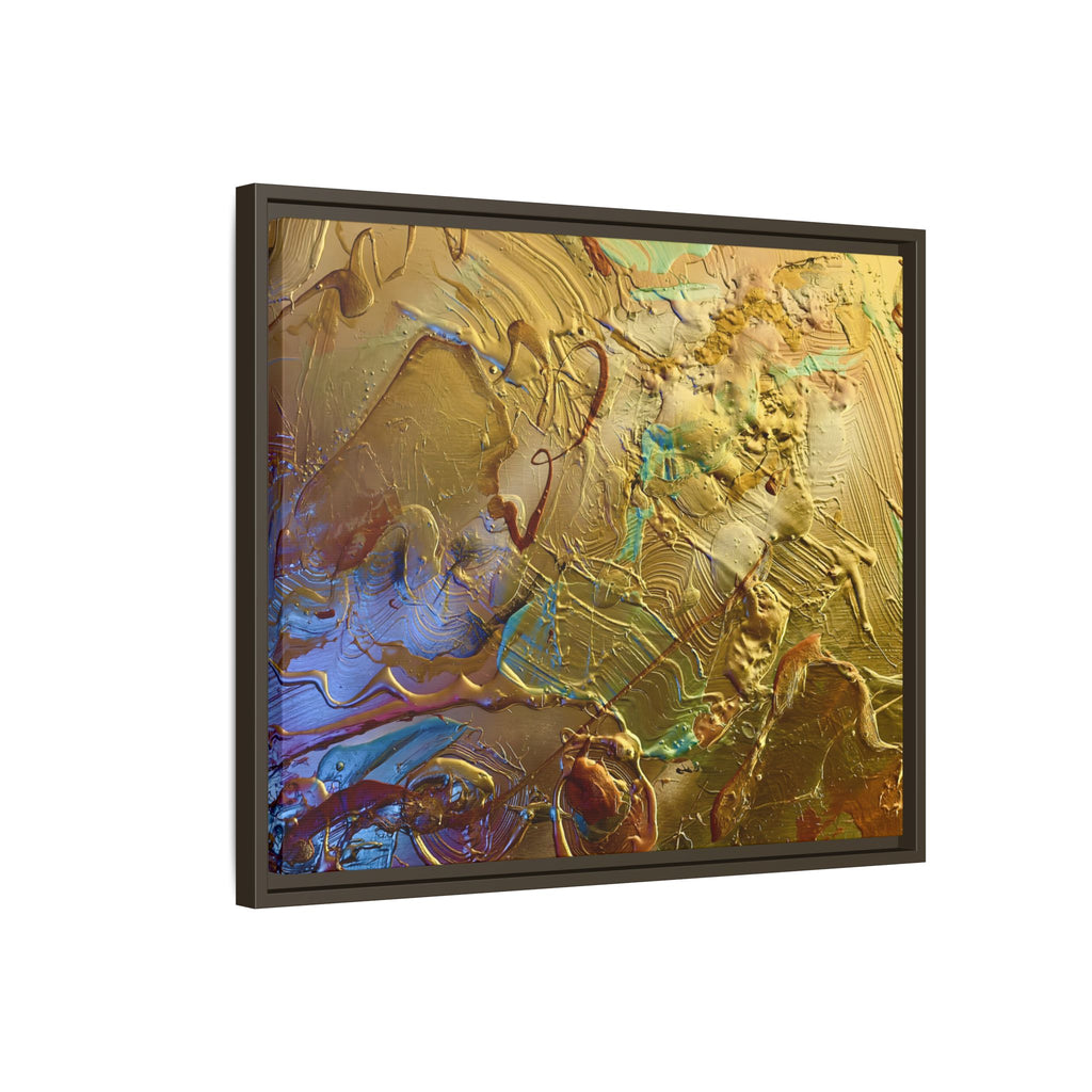 Framed Abstract Metallic Gold Canvas Print — Modern Textured Wall Art