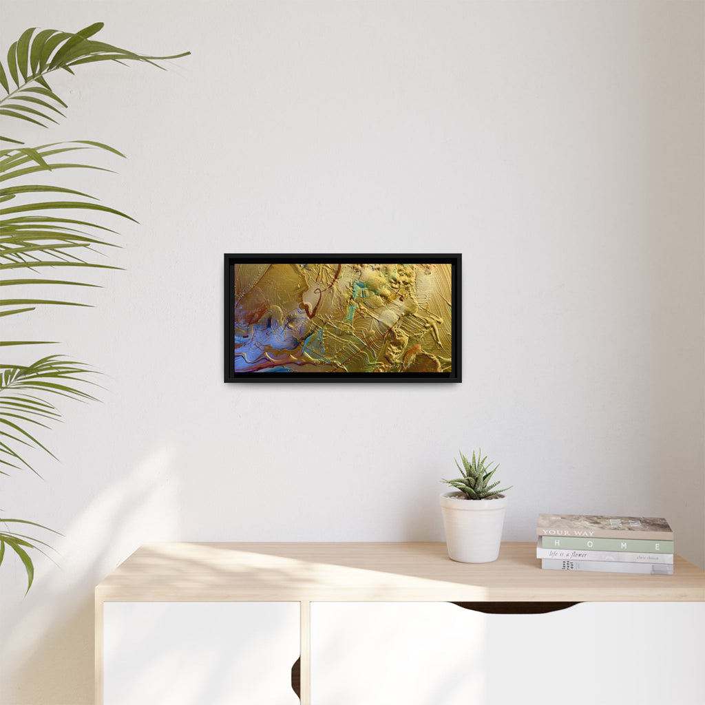 Framed Abstract Metallic Gold Canvas Print — Modern Textured Wall Art