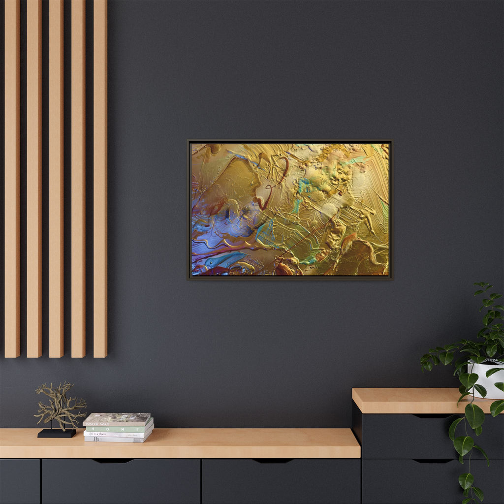 Framed Abstract Metallic Gold Canvas Print — Modern Textured Wall Art