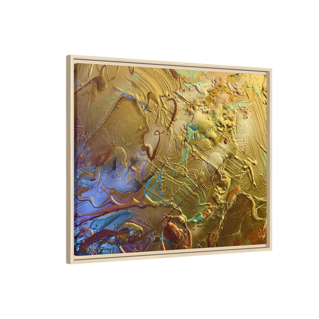 Framed Abstract Metallic Gold Canvas Print — Modern Textured Wall Art