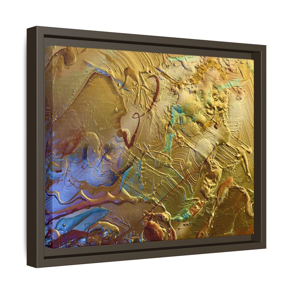 Framed Abstract Metallic Gold Canvas Print — Modern Textured Wall Art