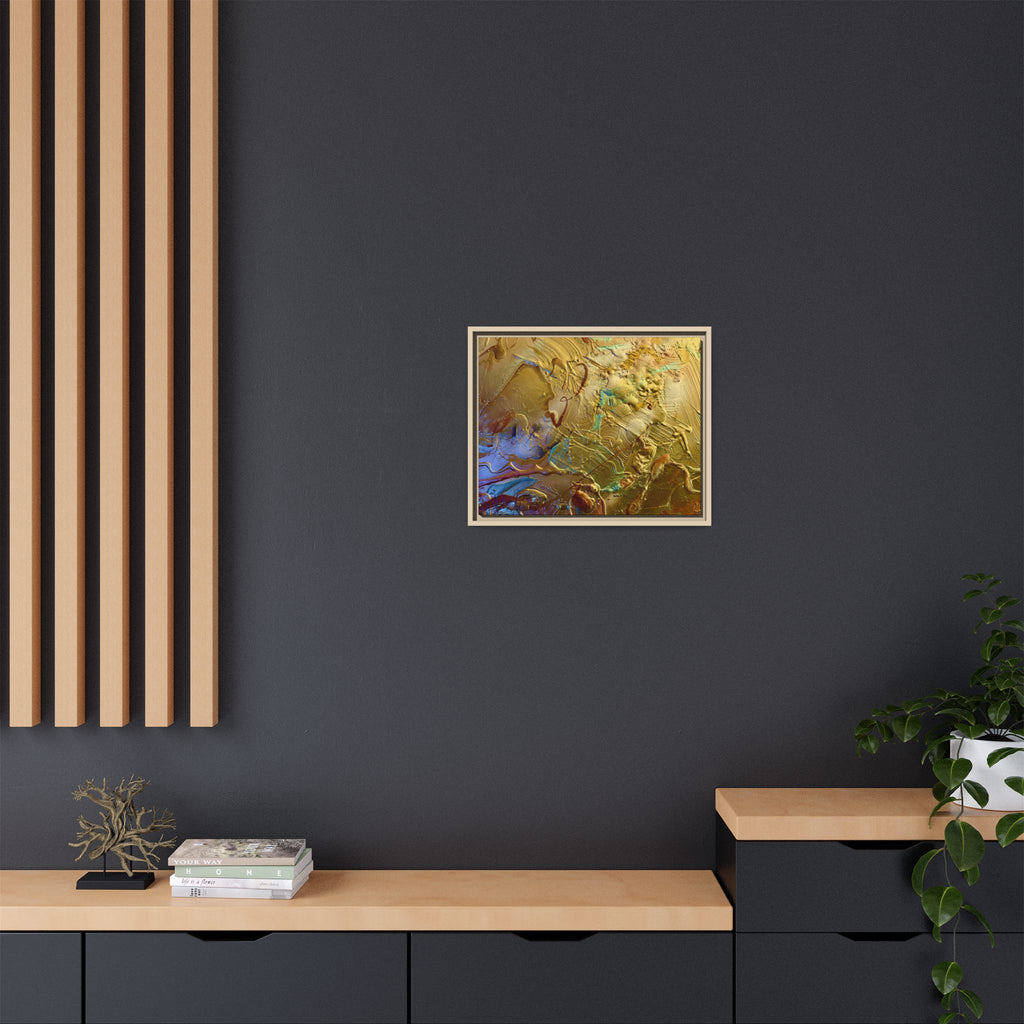 Framed Abstract Metallic Gold Canvas Print — Modern Textured Wall Art