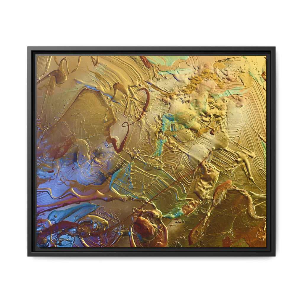 Framed Abstract Metallic Gold Canvas Print — Modern Textured Wall Art