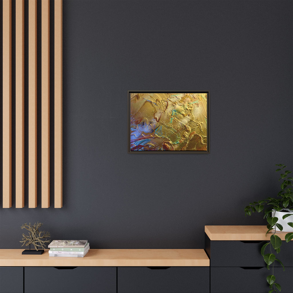 Framed Abstract Metallic Gold Canvas Print — Modern Textured Wall Art