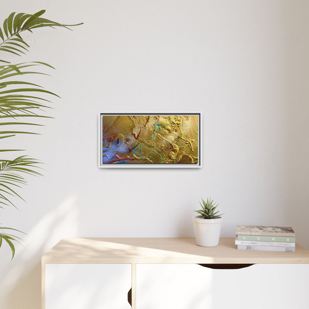 Framed Abstract Metallic Gold Canvas Print — Modern Textured Wall Art