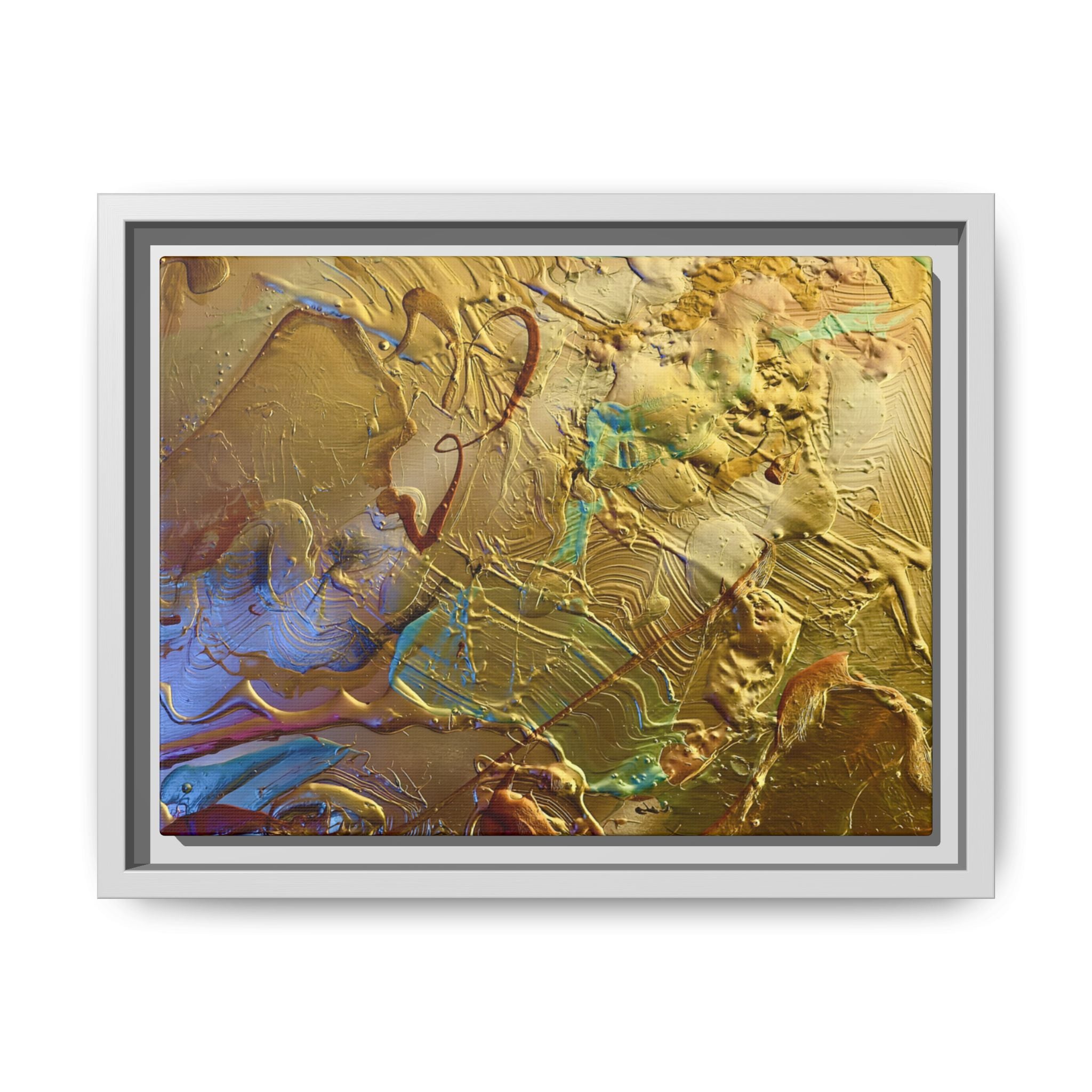 Framed Abstract Metallic Gold Canvas Print — Modern Textured Wall Art