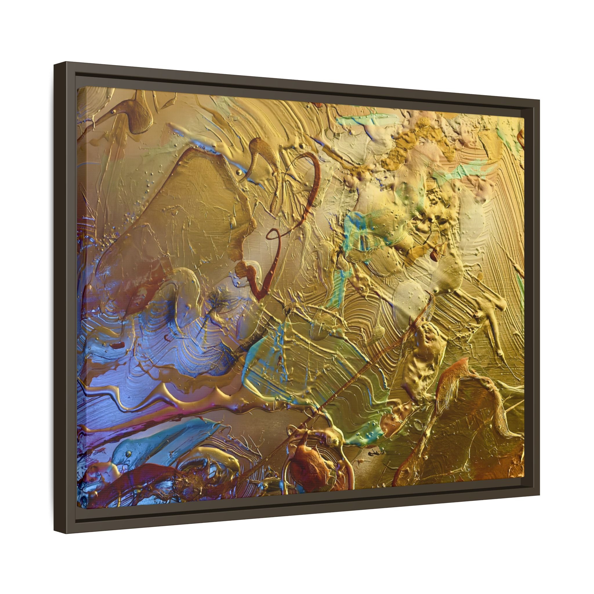 Framed Abstract Metallic Gold Canvas Print — Modern Textured Wall Art