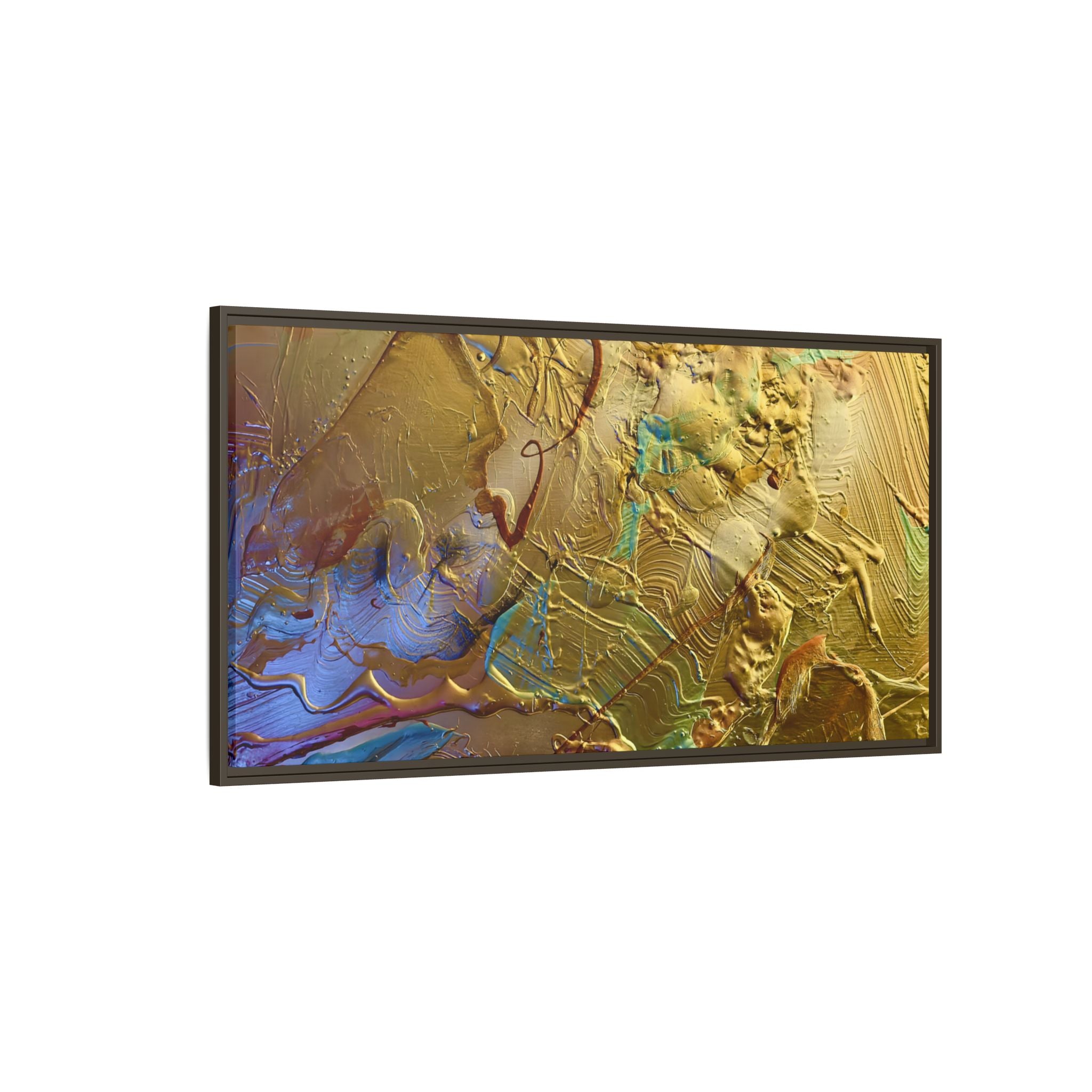 Framed Abstract Metallic Gold Canvas Print — Modern Textured Wall Art