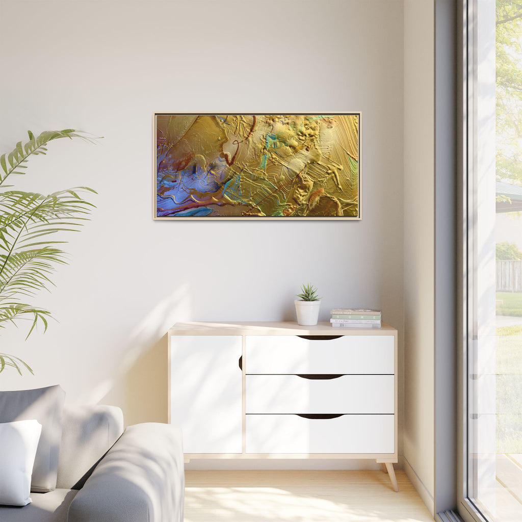 Framed Abstract Metallic Gold Canvas Print — Modern Textured Wall Art