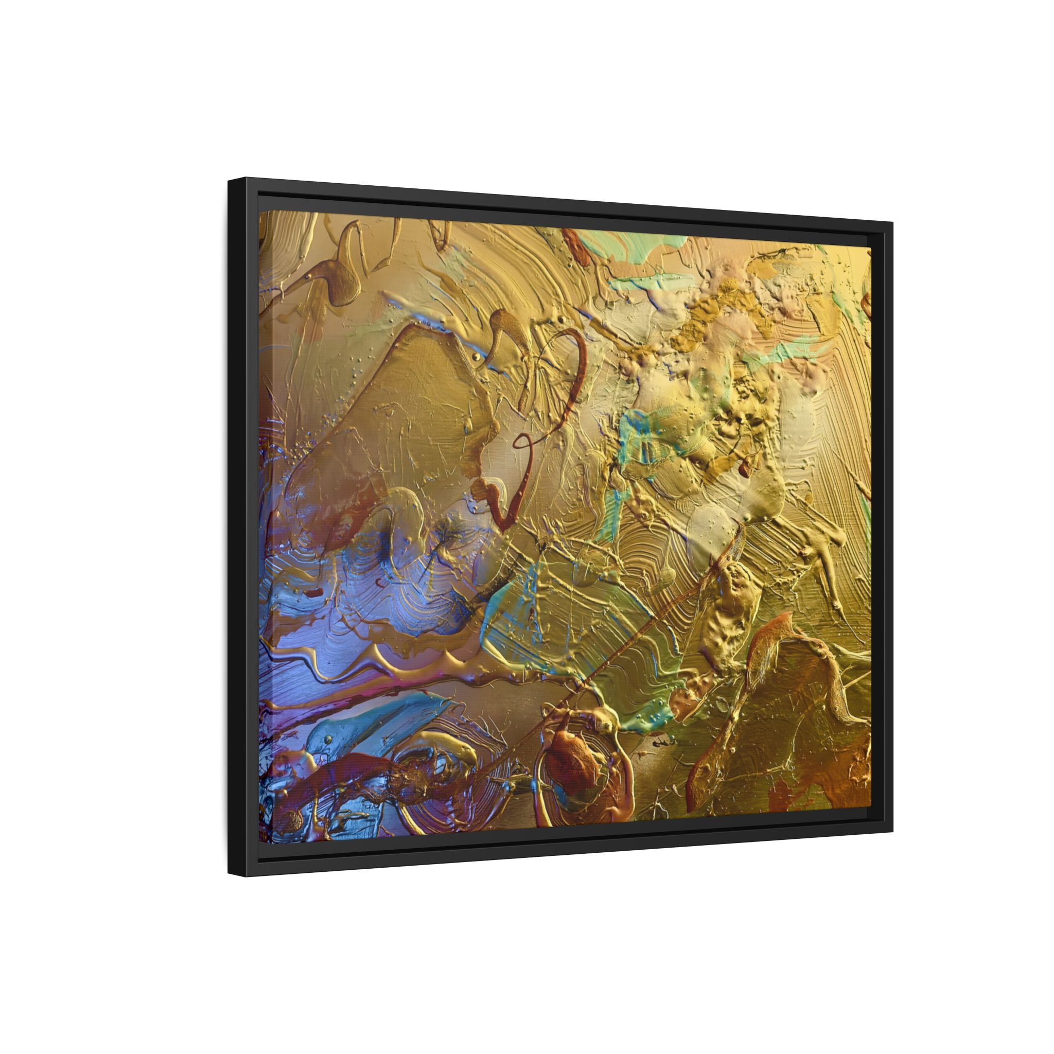 Framed Abstract Metallic Gold Canvas Print — Modern Textured Wall Art