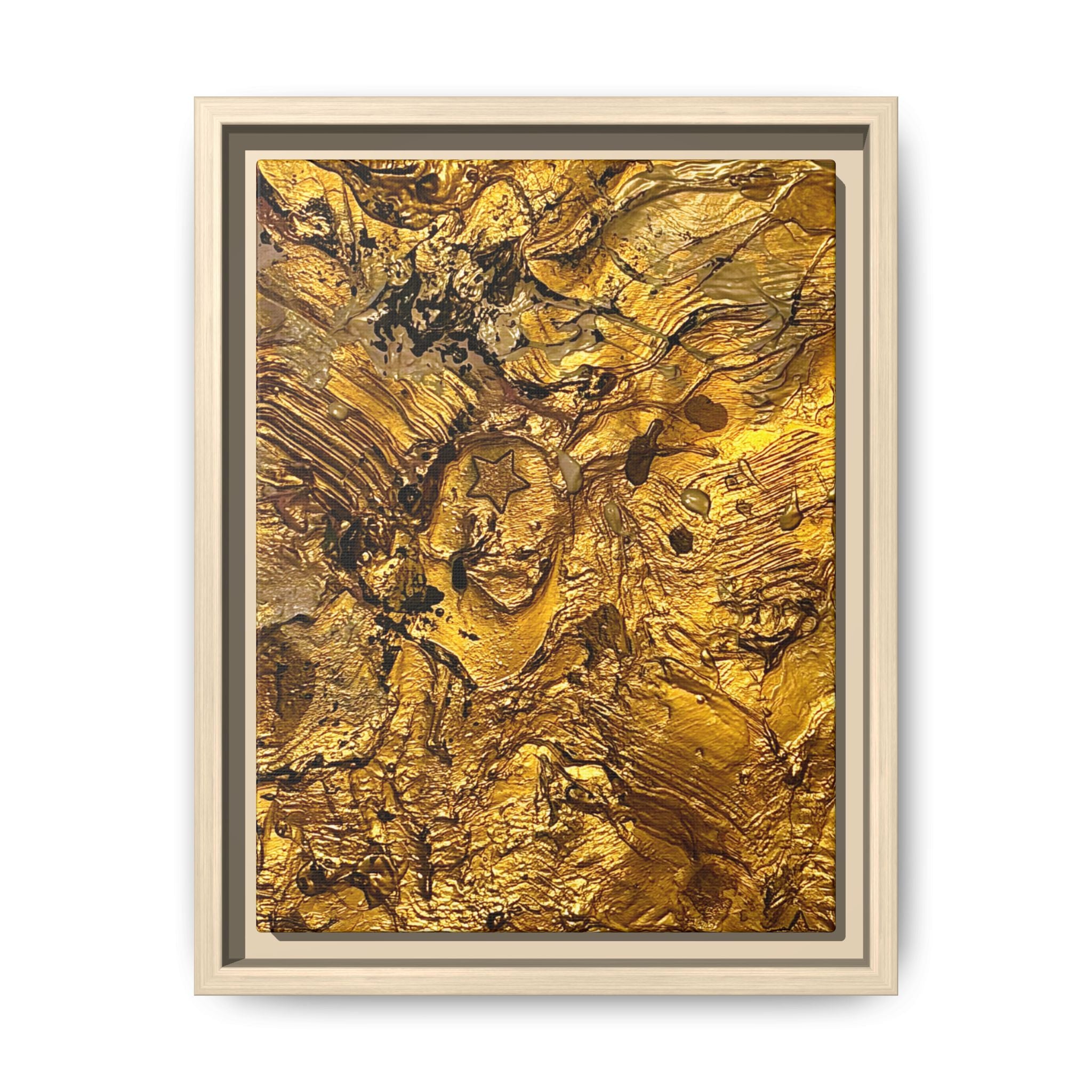 Framed Abstract Gold Marbled Canvas Art – Luxe Wall Decor
