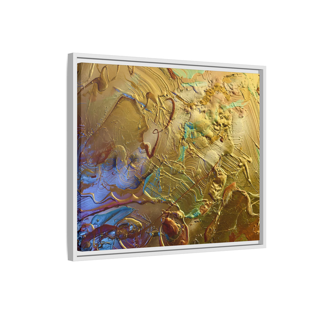 Framed Abstract Metallic Gold Canvas Print — Modern Textured Wall Art