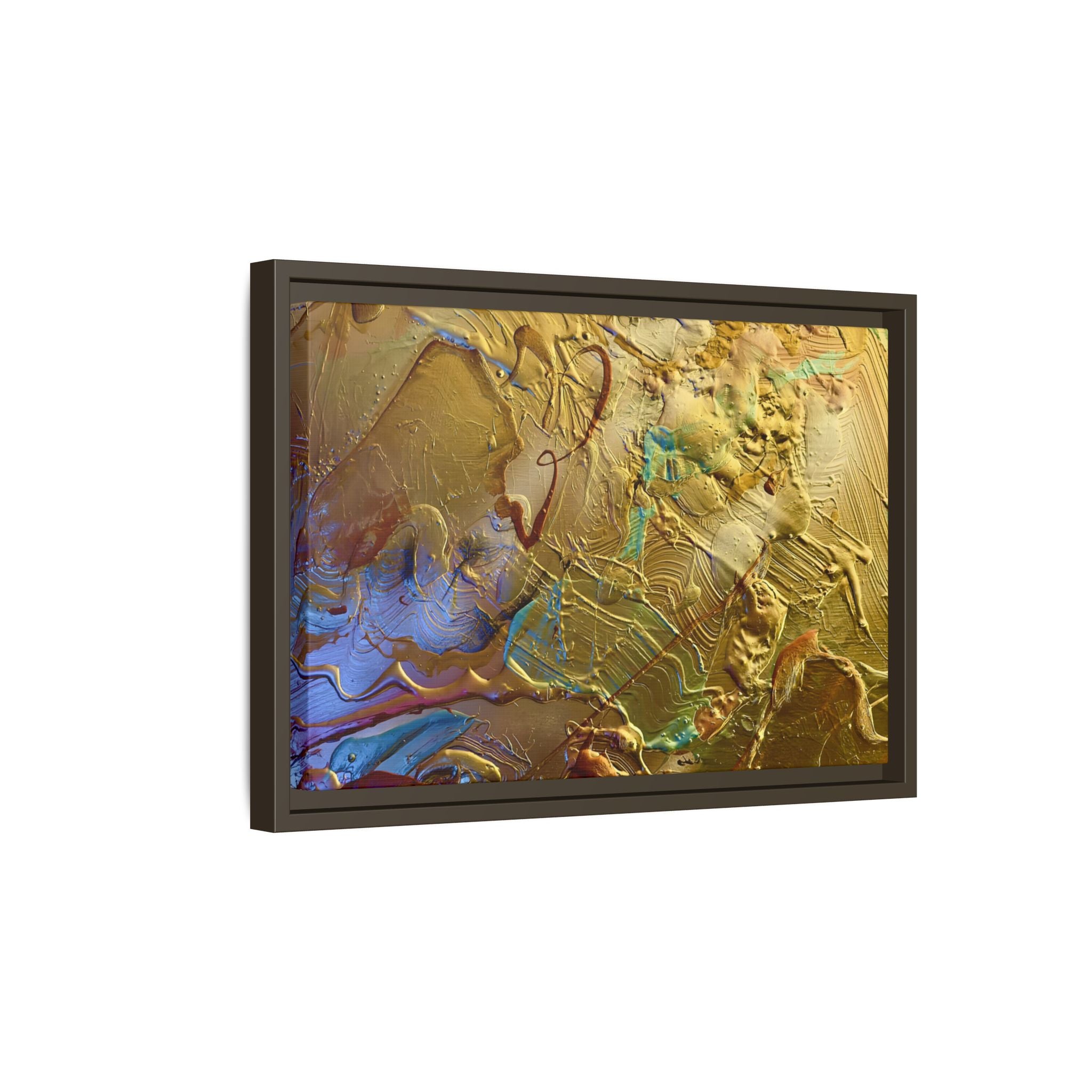 Framed Abstract Metallic Gold Canvas Print — Modern Textured Wall Art