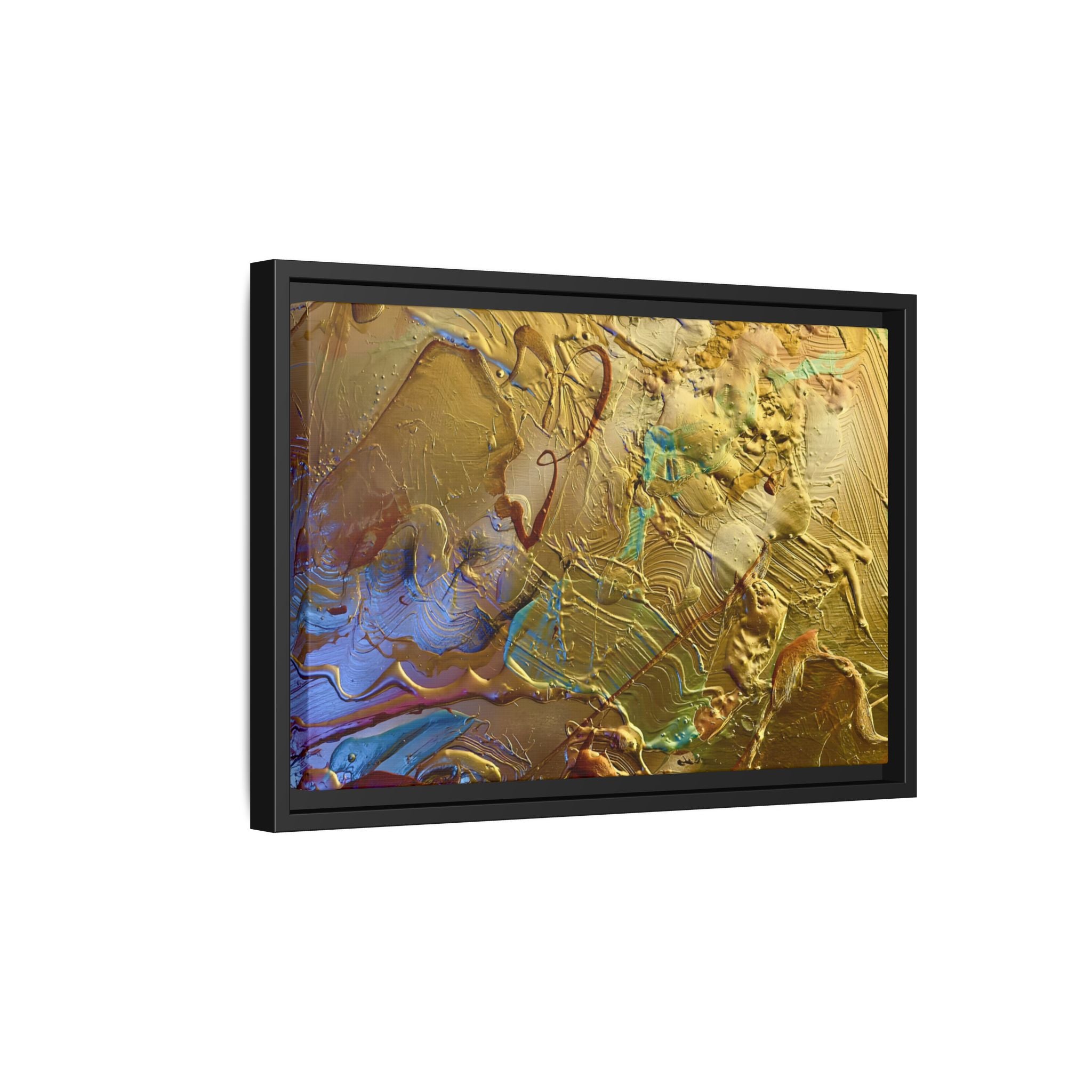 Framed Abstract Metallic Gold Canvas Print — Modern Textured Wall Art