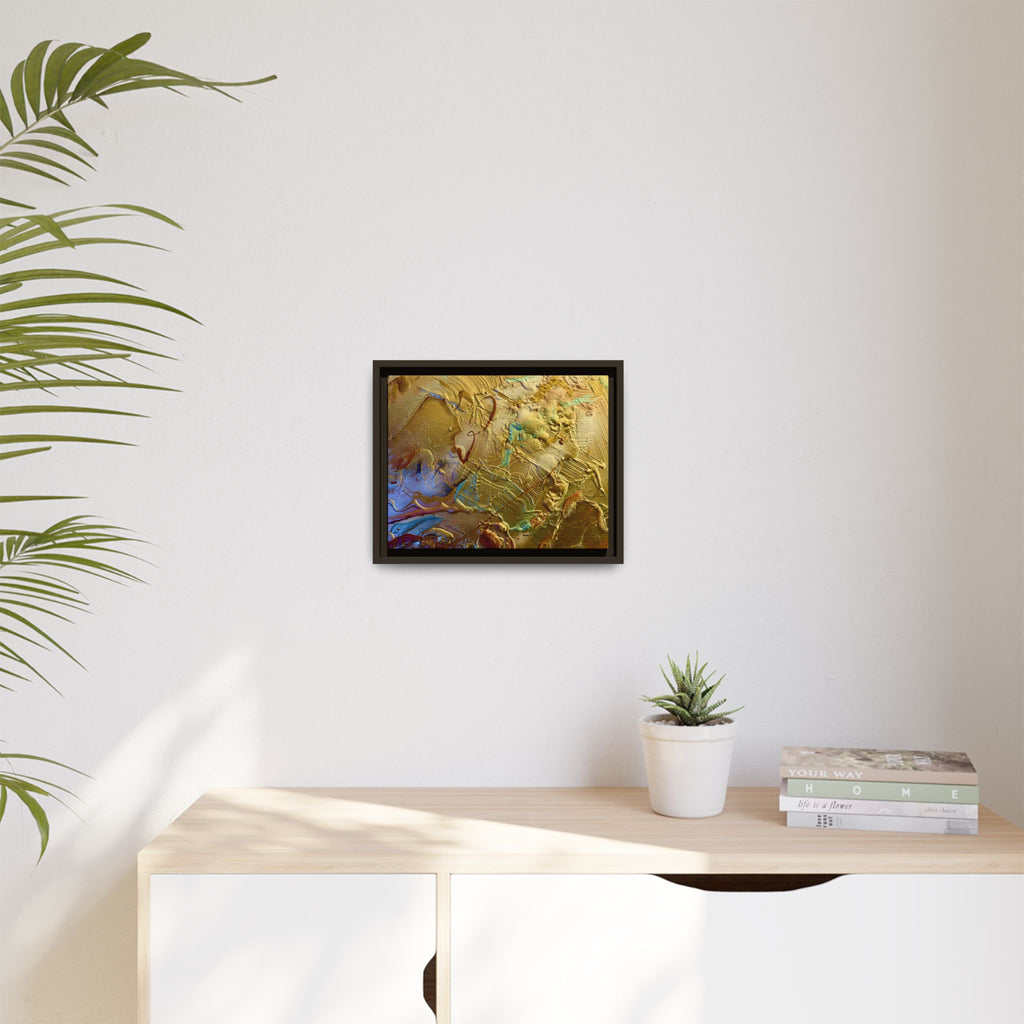 Framed Abstract Metallic Gold Canvas Print — Modern Textured Wall Art