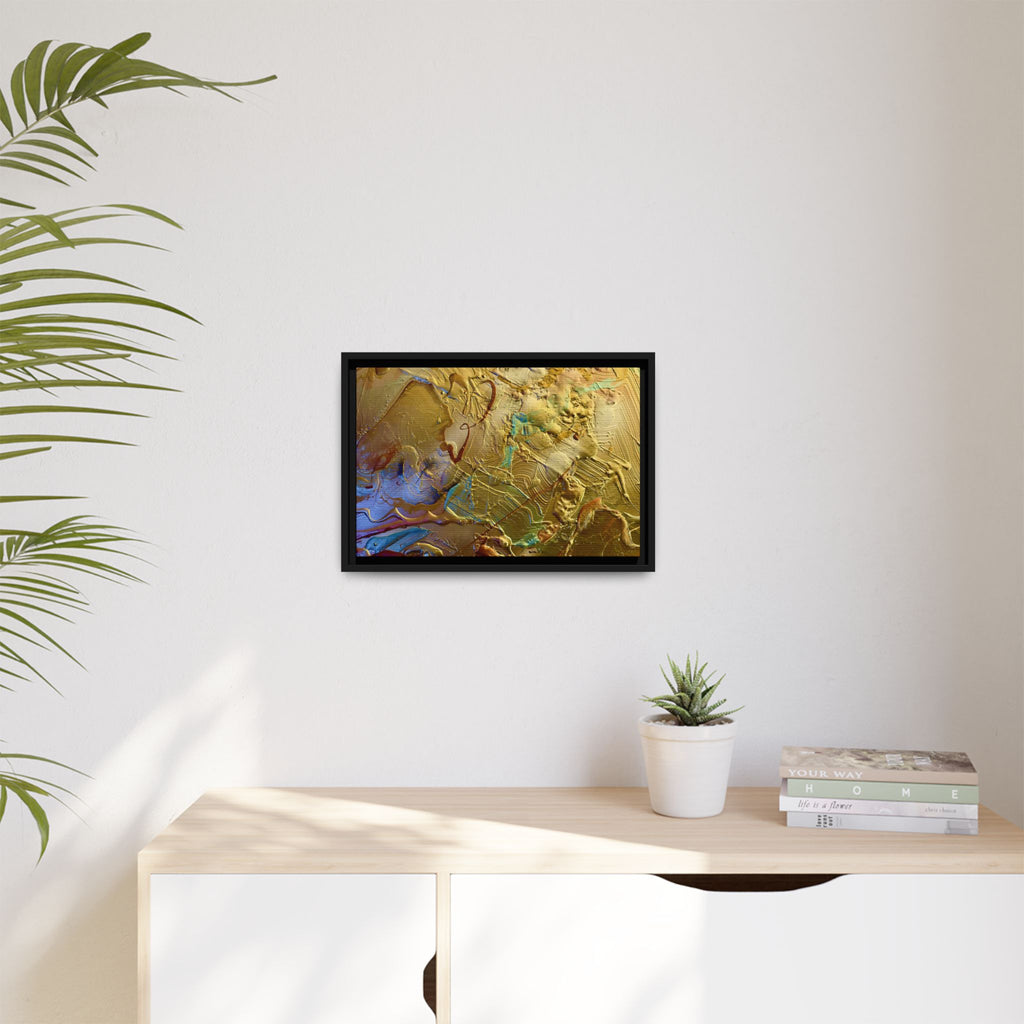 Framed Abstract Metallic Gold Canvas Print — Modern Textured Wall Art