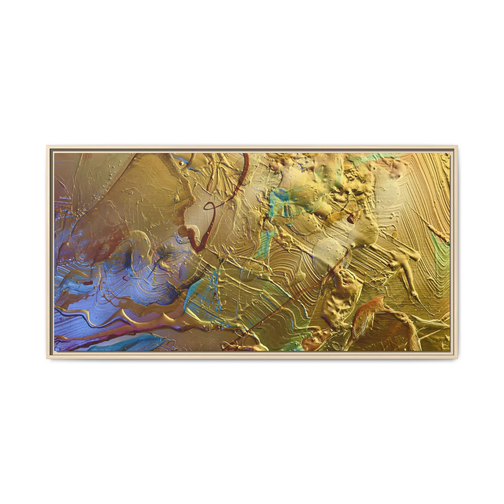 Framed Abstract Metallic Gold Canvas Print — Modern Textured Wall Art
