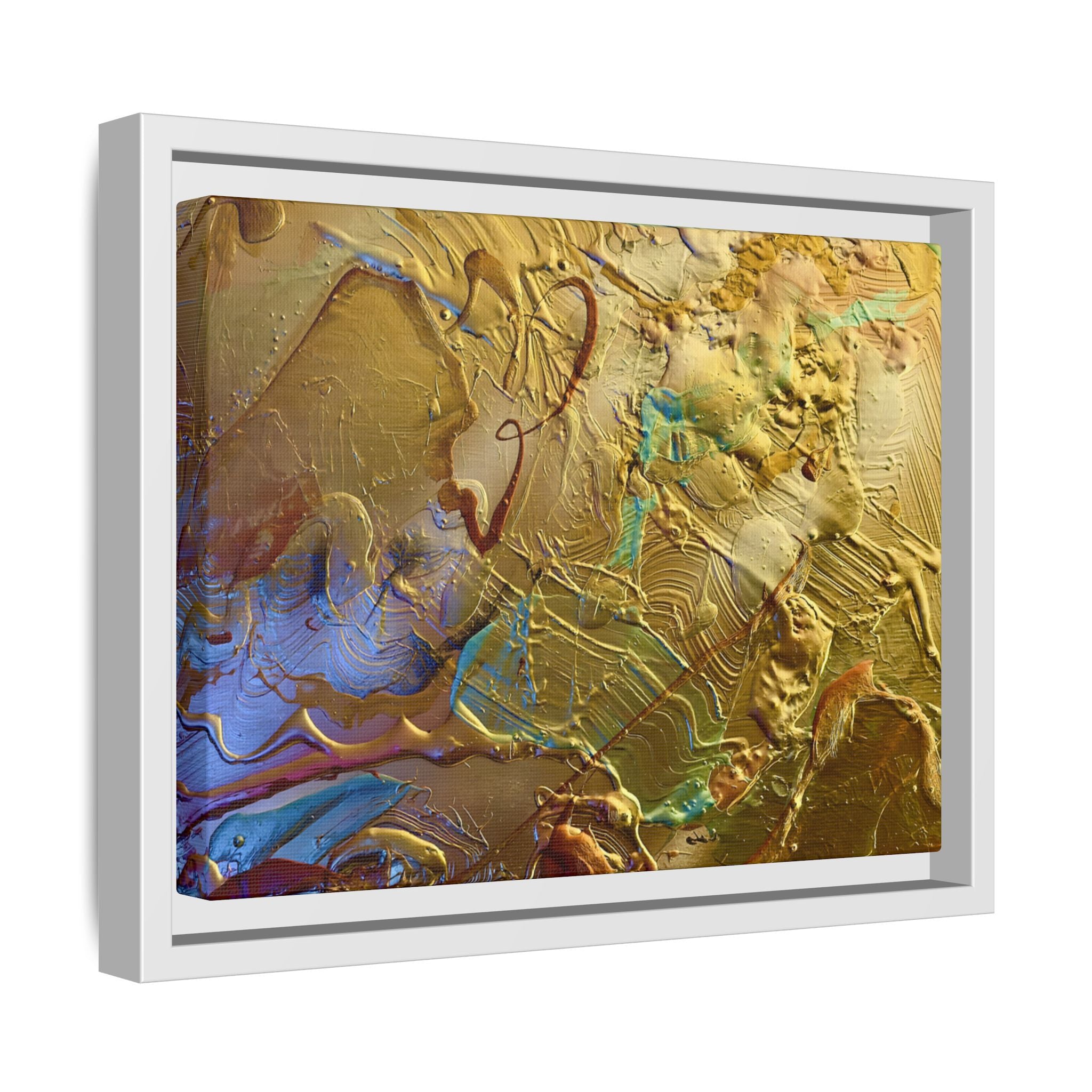 Framed Abstract Metallic Gold Canvas Print — Modern Textured Wall Art