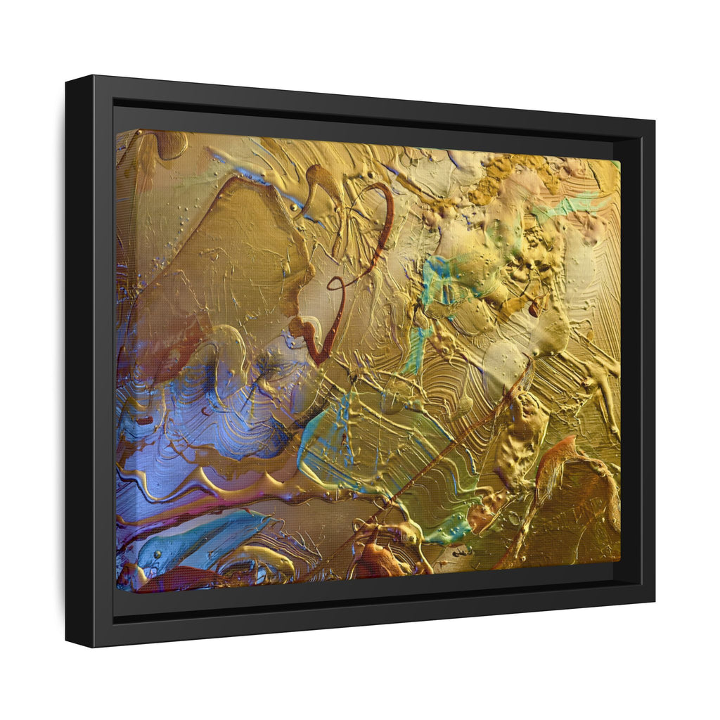 Framed Abstract Metallic Gold Canvas Print — Modern Textured Wall Art
