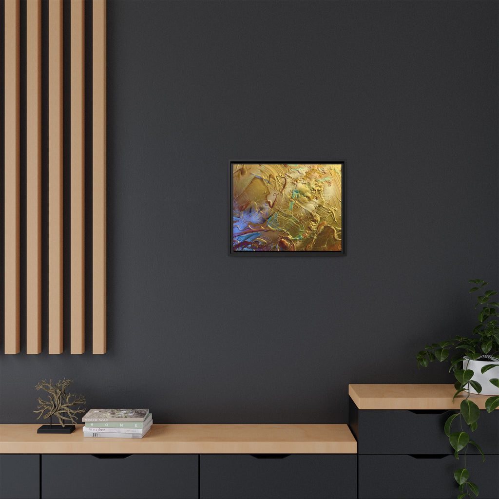 Framed Abstract Metallic Gold Canvas Print — Modern Textured Wall Art