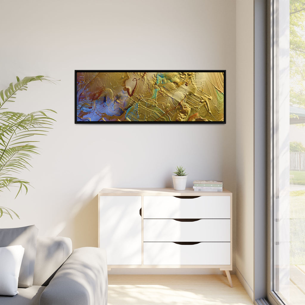 Framed Abstract Metallic Gold Canvas Print — Modern Textured Wall Art
