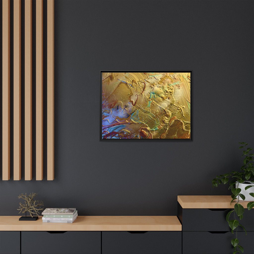 Framed Abstract Metallic Gold Canvas Print — Modern Textured Wall Art