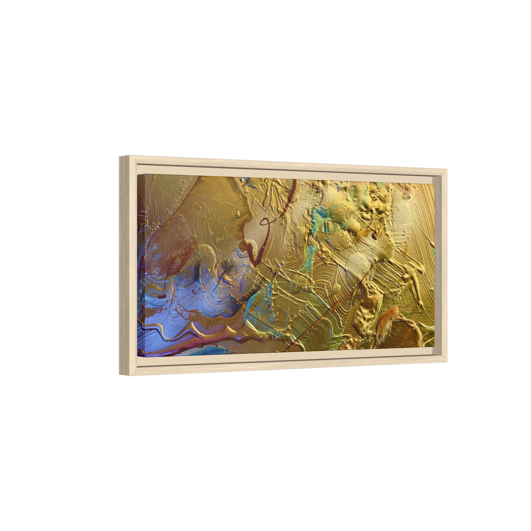 Framed Abstract Metallic Gold Canvas Print — Modern Textured Wall Art