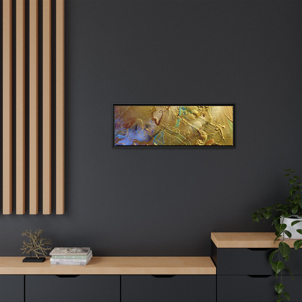 Framed Abstract Metallic Gold Canvas Print — Modern Textured Wall Art