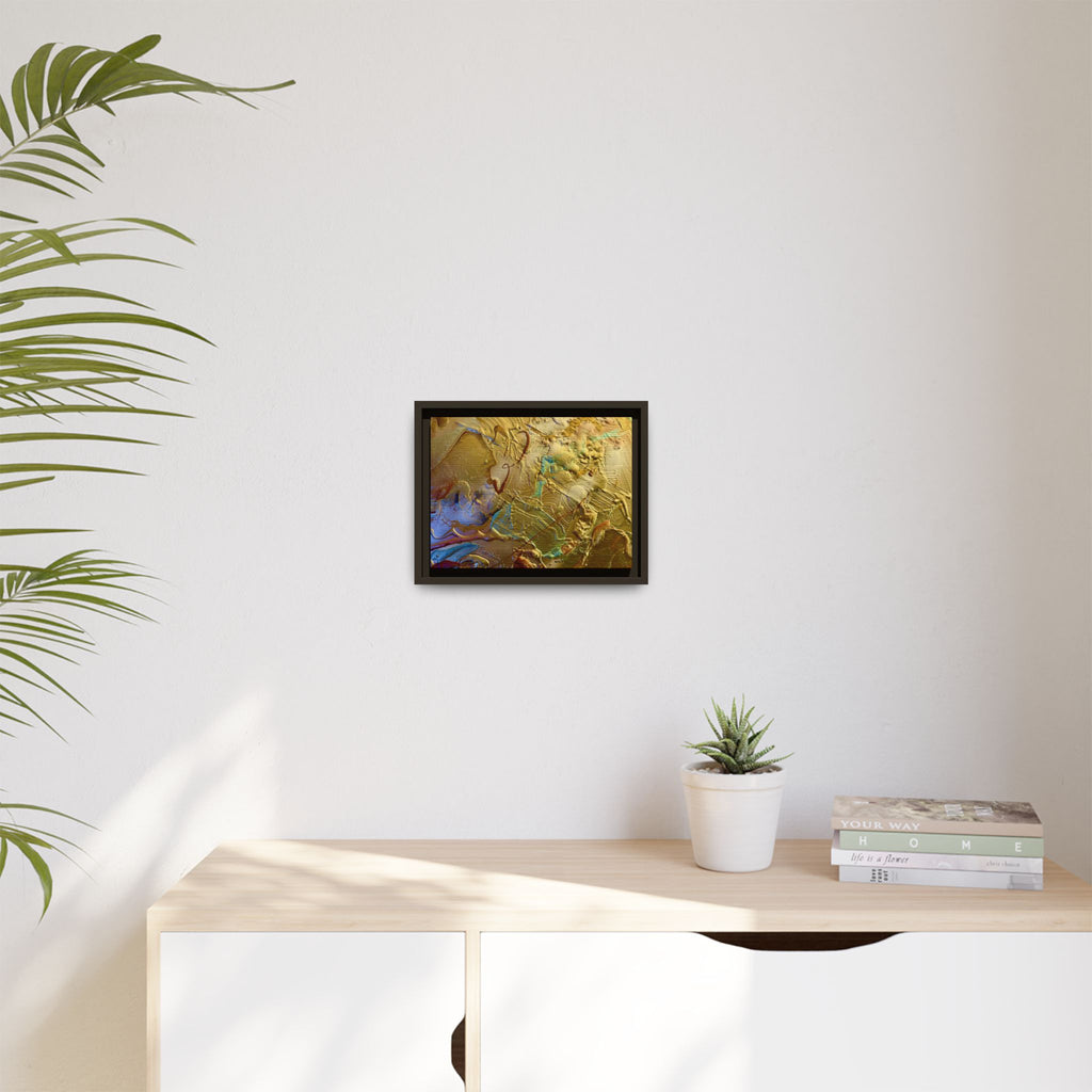 Framed Abstract Metallic Gold Canvas Print — Modern Textured Wall Art