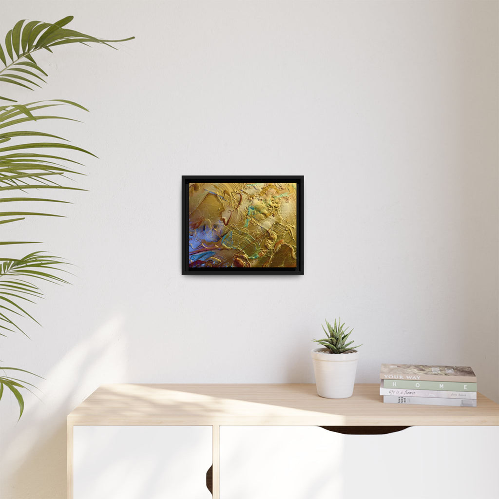 Framed Abstract Metallic Gold Canvas Print — Modern Textured Wall Art