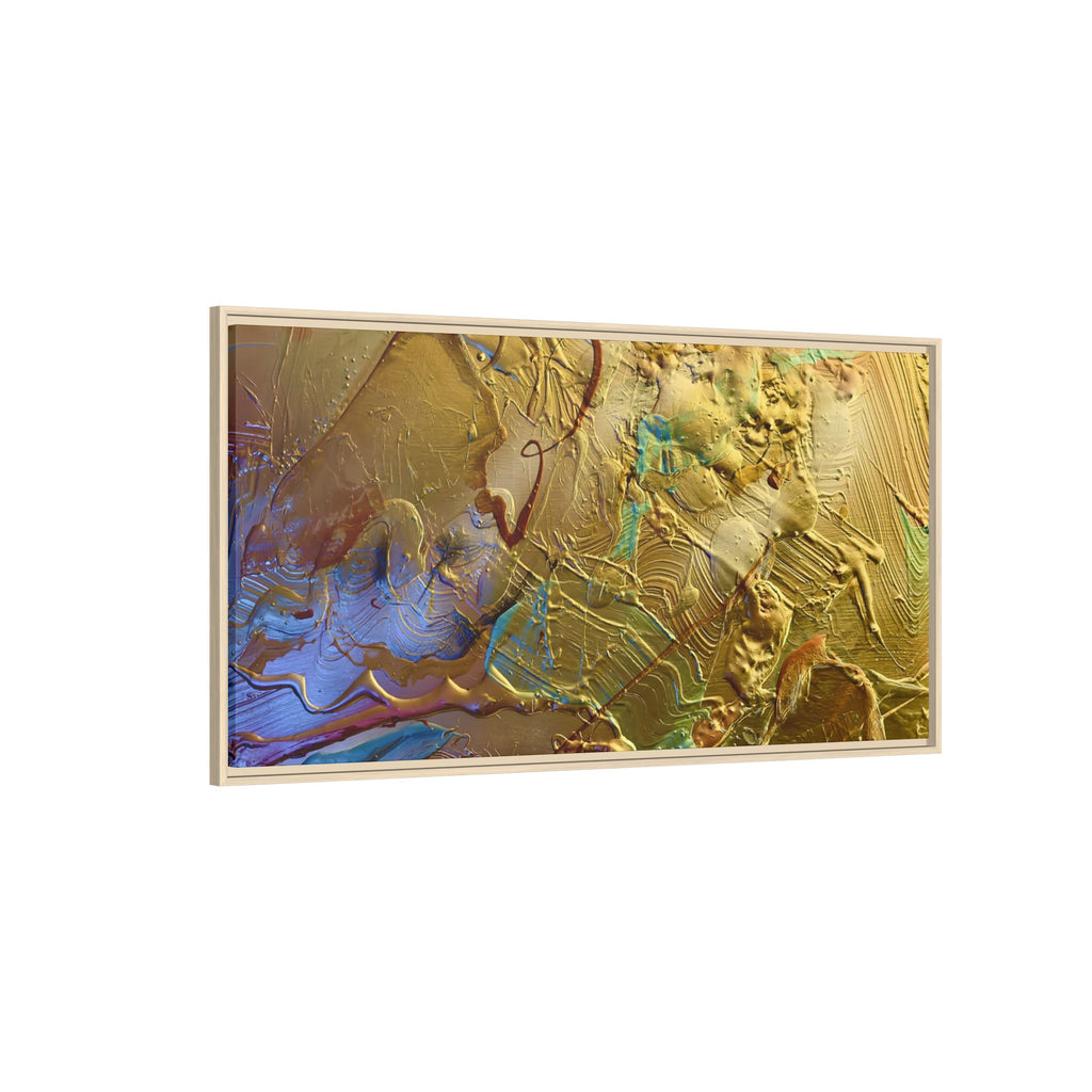 Framed Abstract Metallic Gold Canvas Print — Modern Textured Wall Art
