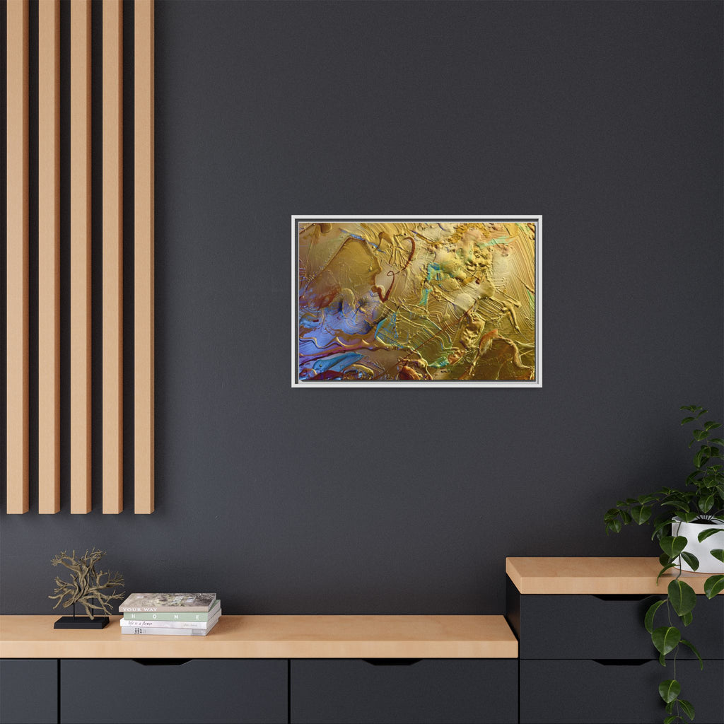Framed Abstract Metallic Gold Canvas Print — Modern Textured Wall Art
