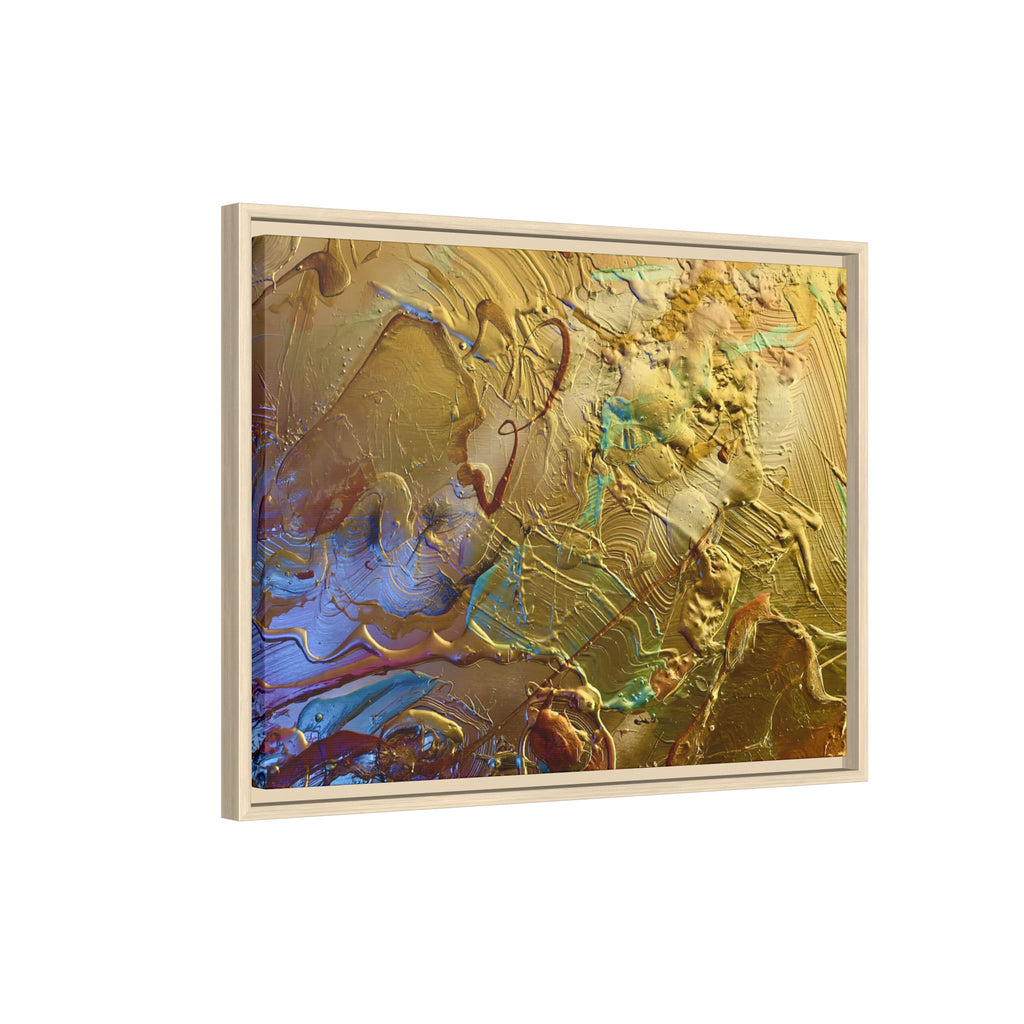 Framed Abstract Metallic Gold Canvas Print — Modern Textured Wall Art