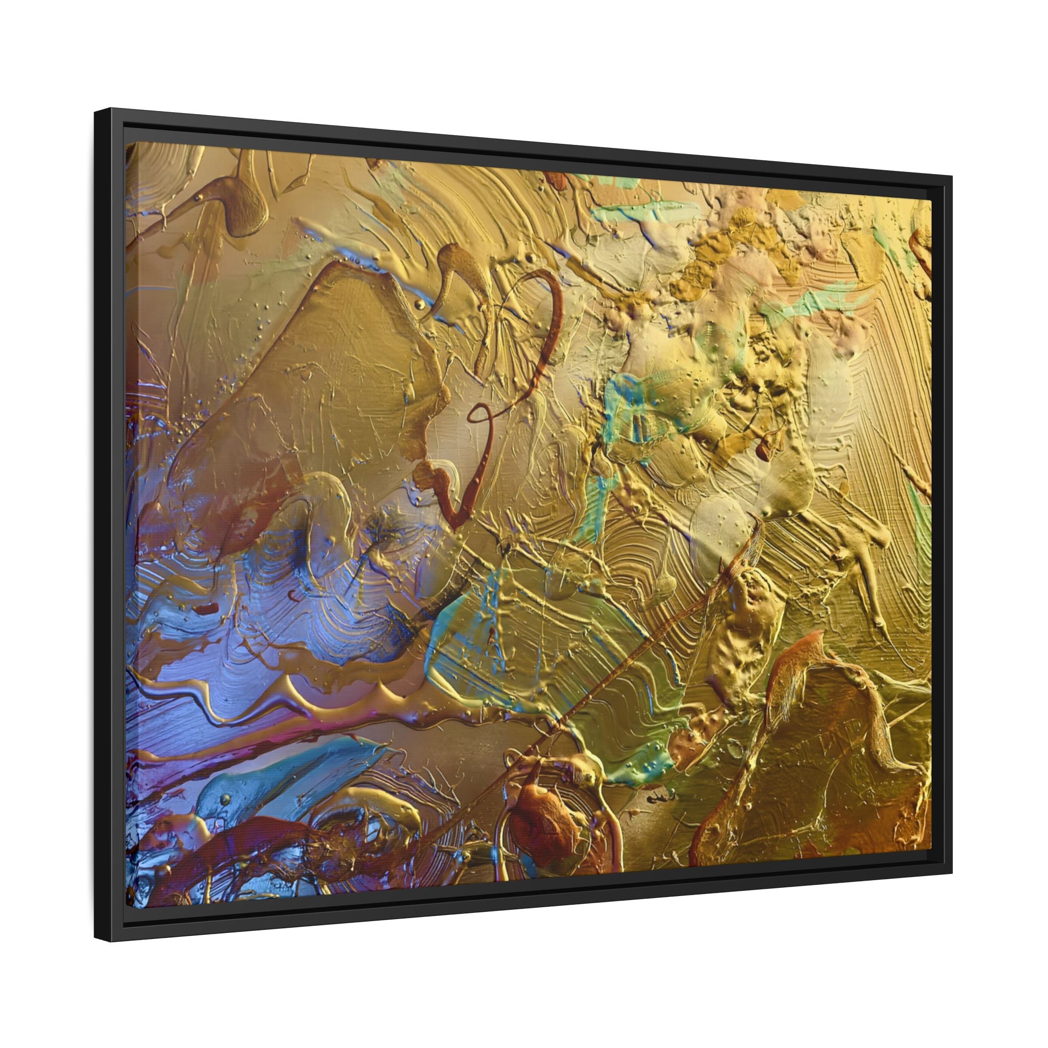 Framed Abstract Metallic Gold Canvas Print — Modern Textured Wall Art