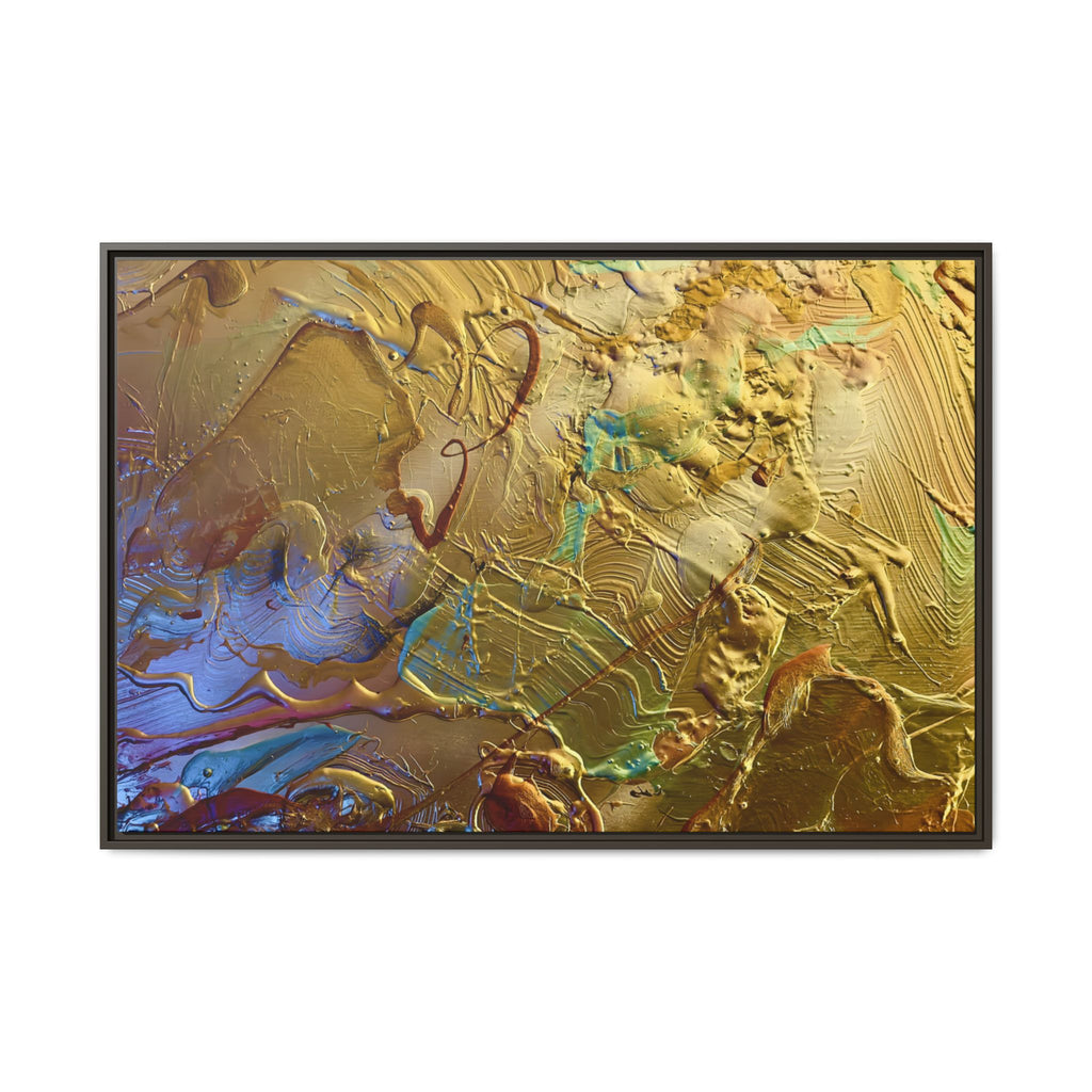 Framed Abstract Metallic Gold Canvas Print — Modern Textured Wall Art