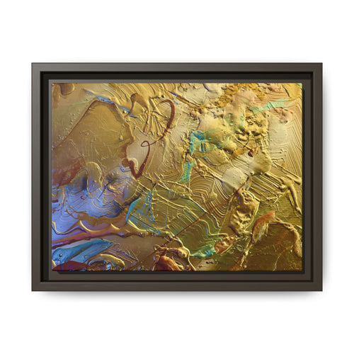 Framed Abstract Metallic Gold Canvas Print — Modern Textured Wall Art