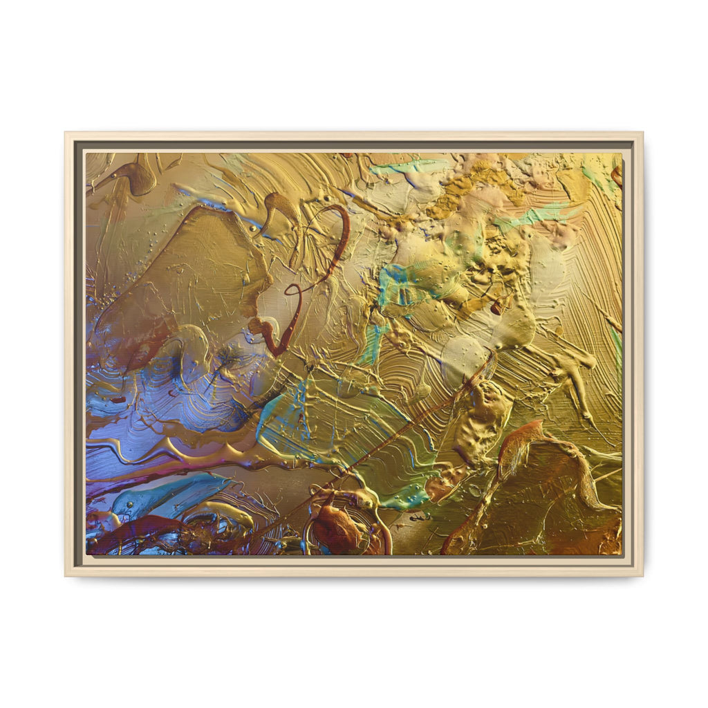 Framed Abstract Metallic Gold Canvas Print — Modern Textured Wall Art