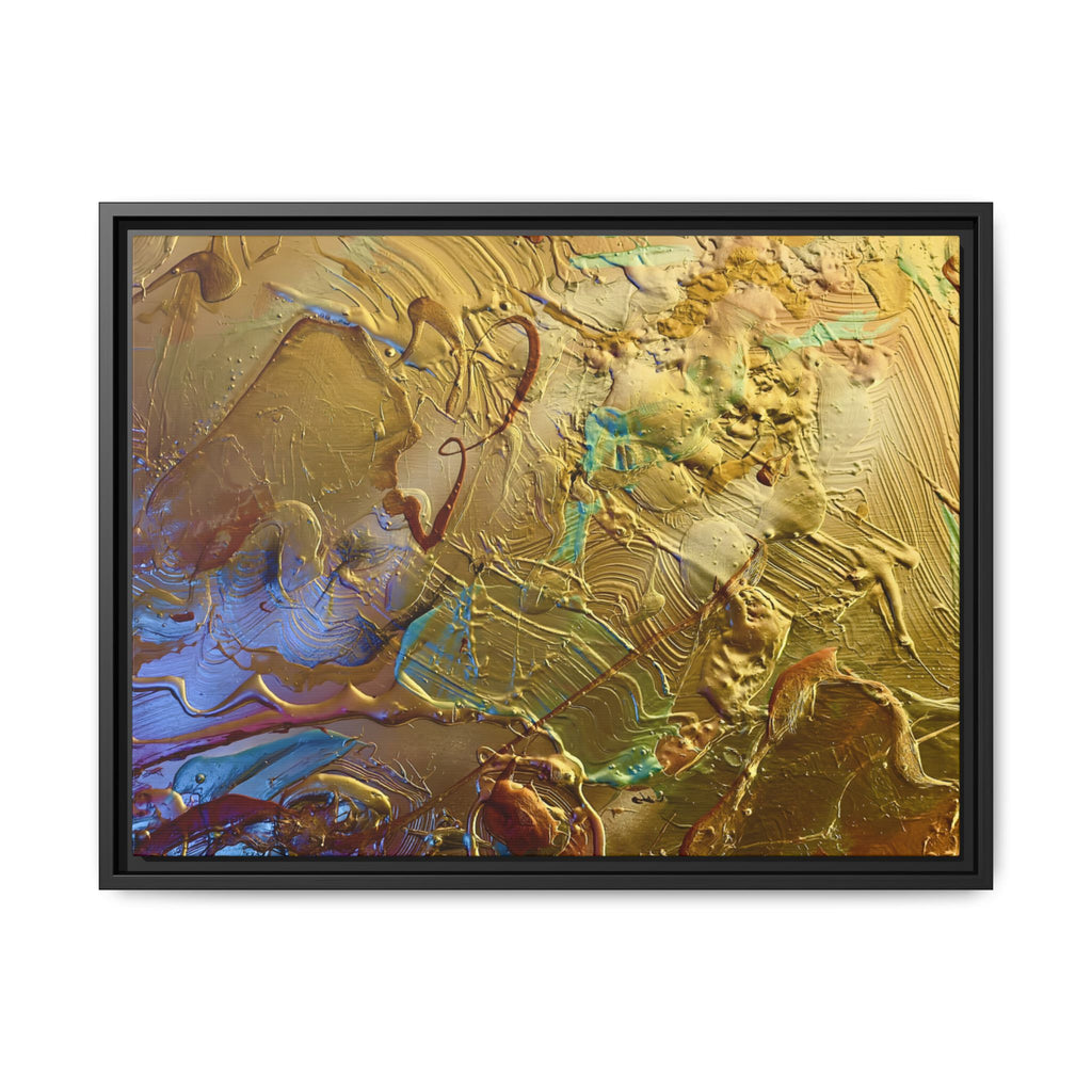 Framed Abstract Metallic Gold Canvas Print — Modern Textured Wall Art