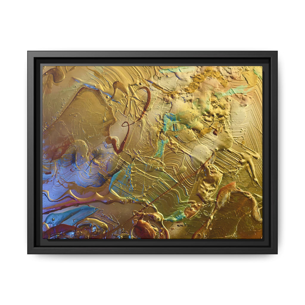 Framed Abstract Metallic Gold Canvas Print — Modern Textured Wall Art