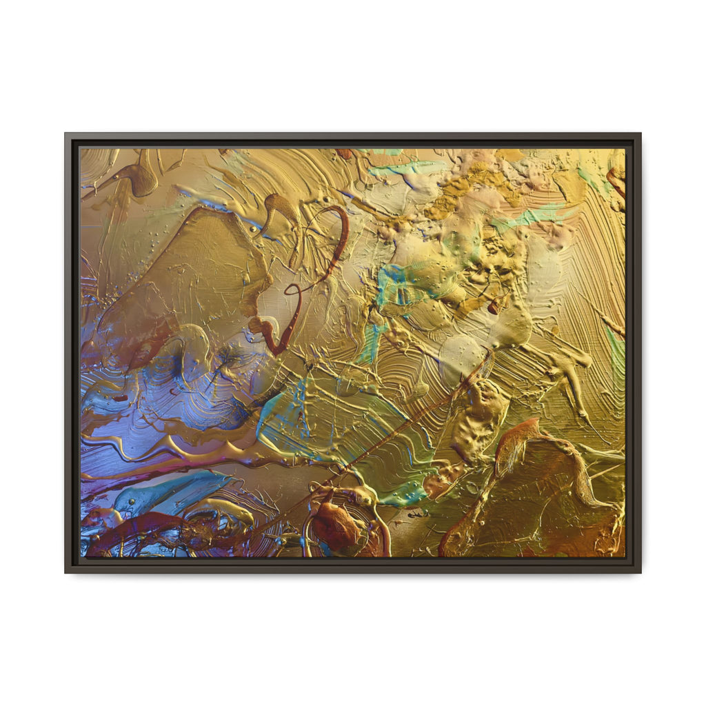Framed Abstract Metallic Gold Canvas Print — Modern Textured Wall Art