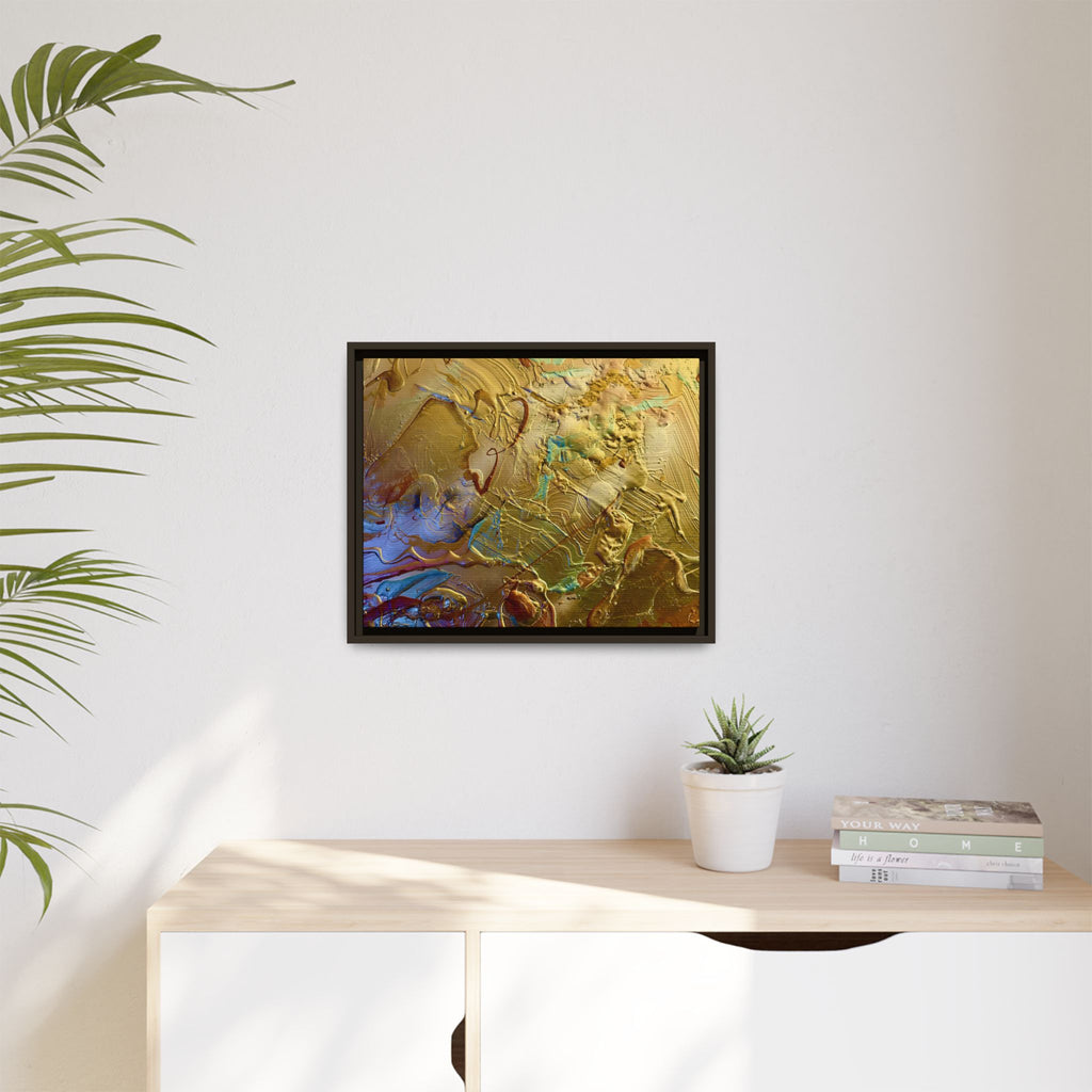 Framed Abstract Metallic Gold Canvas Print — Modern Textured Wall Art