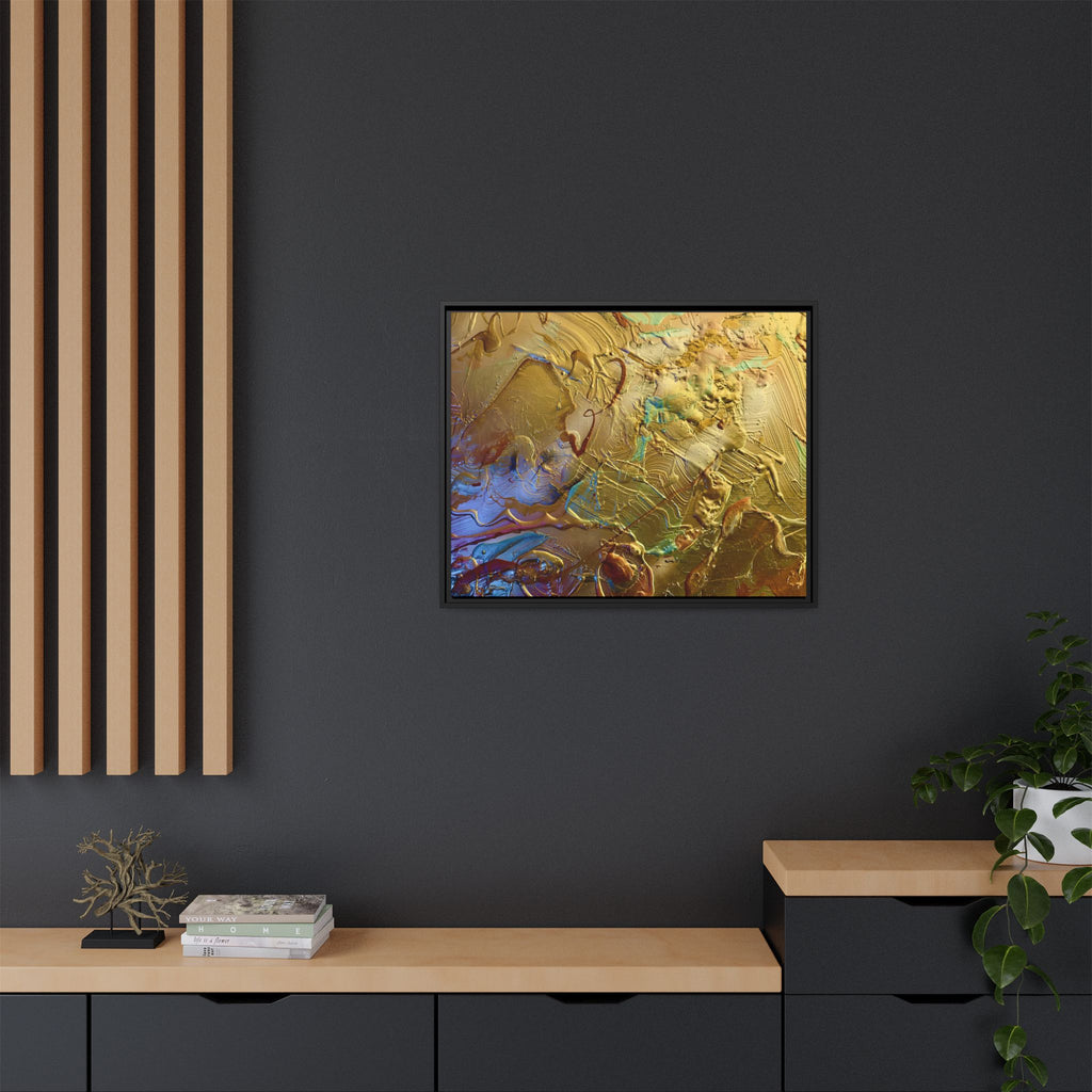 Framed Abstract Metallic Gold Canvas Print — Modern Textured Wall Art