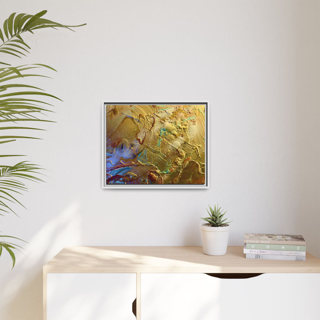 Framed Abstract Metallic Gold Canvas Print — Modern Textured Wall Art