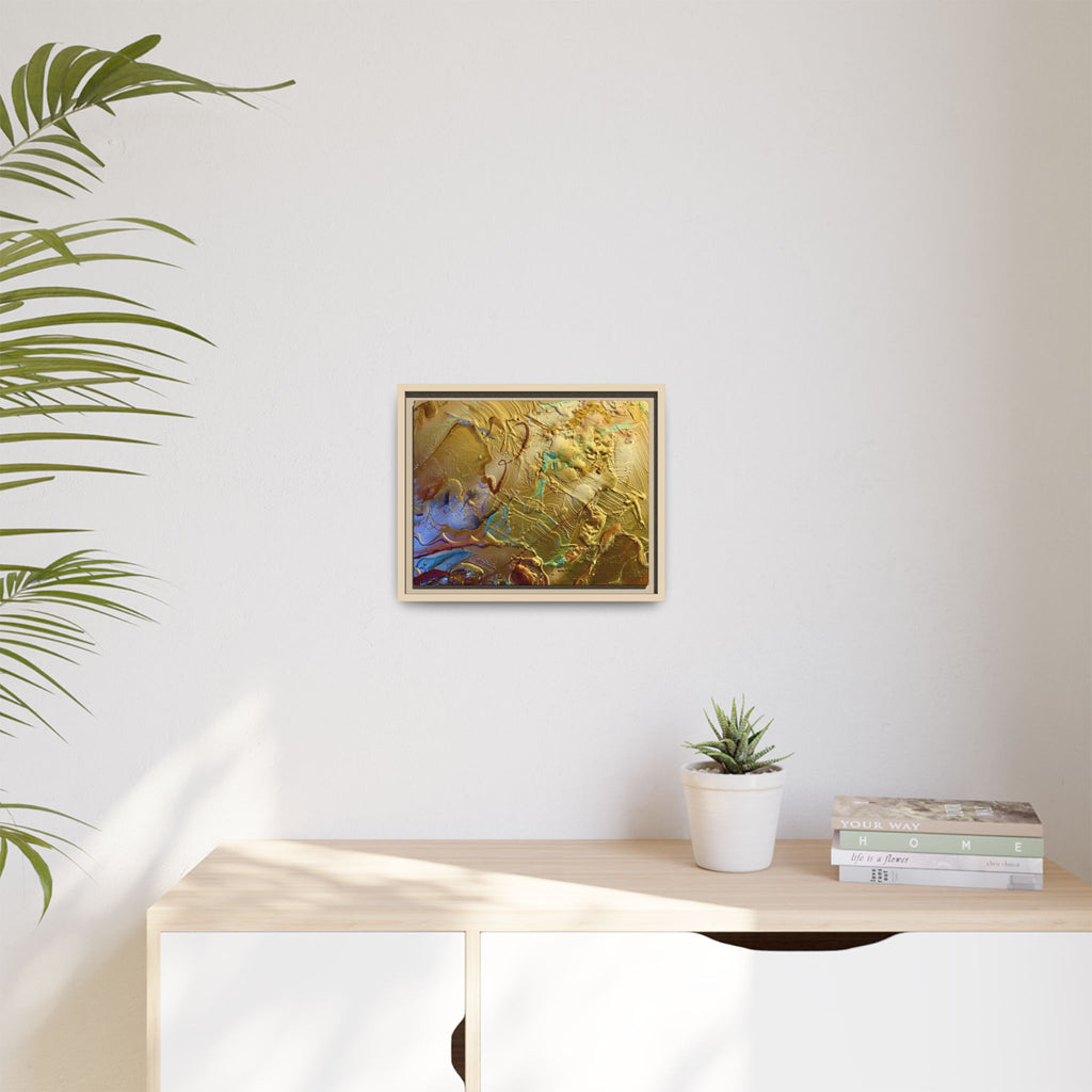 Framed Abstract Metallic Gold Canvas Print — Modern Textured Wall Art