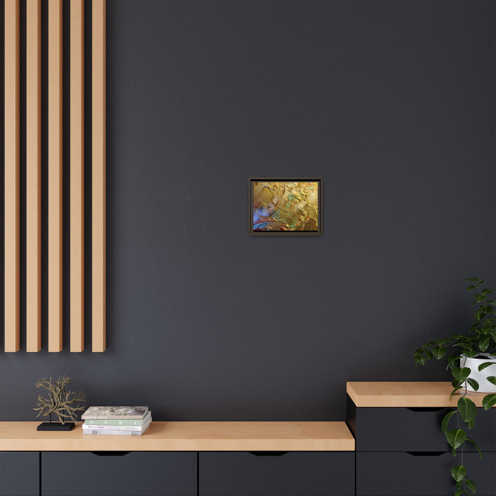 Framed Abstract Metallic Gold Canvas Print — Modern Textured Wall Art