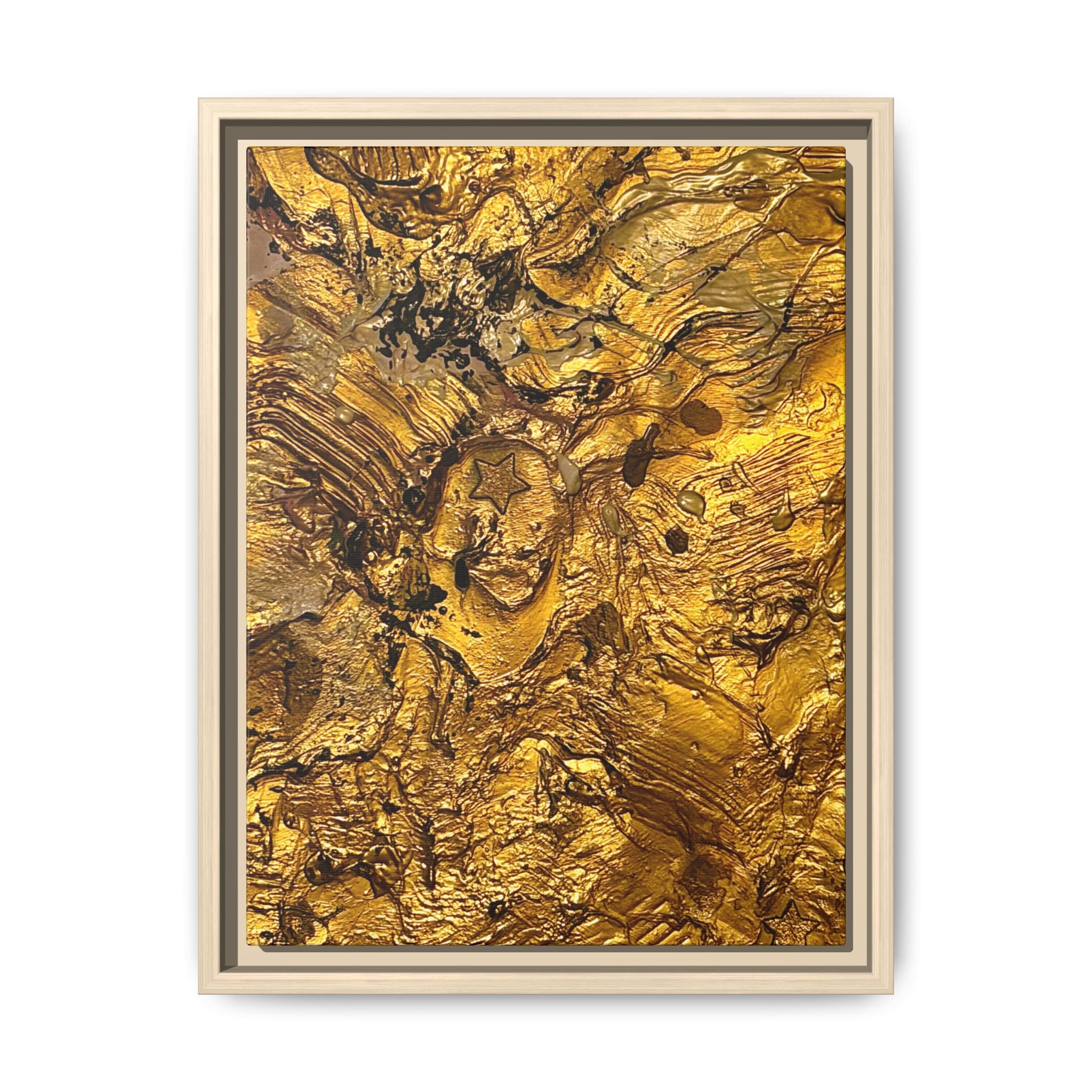 Framed Abstract Gold Marbled Canvas Art – Luxe Wall Decor