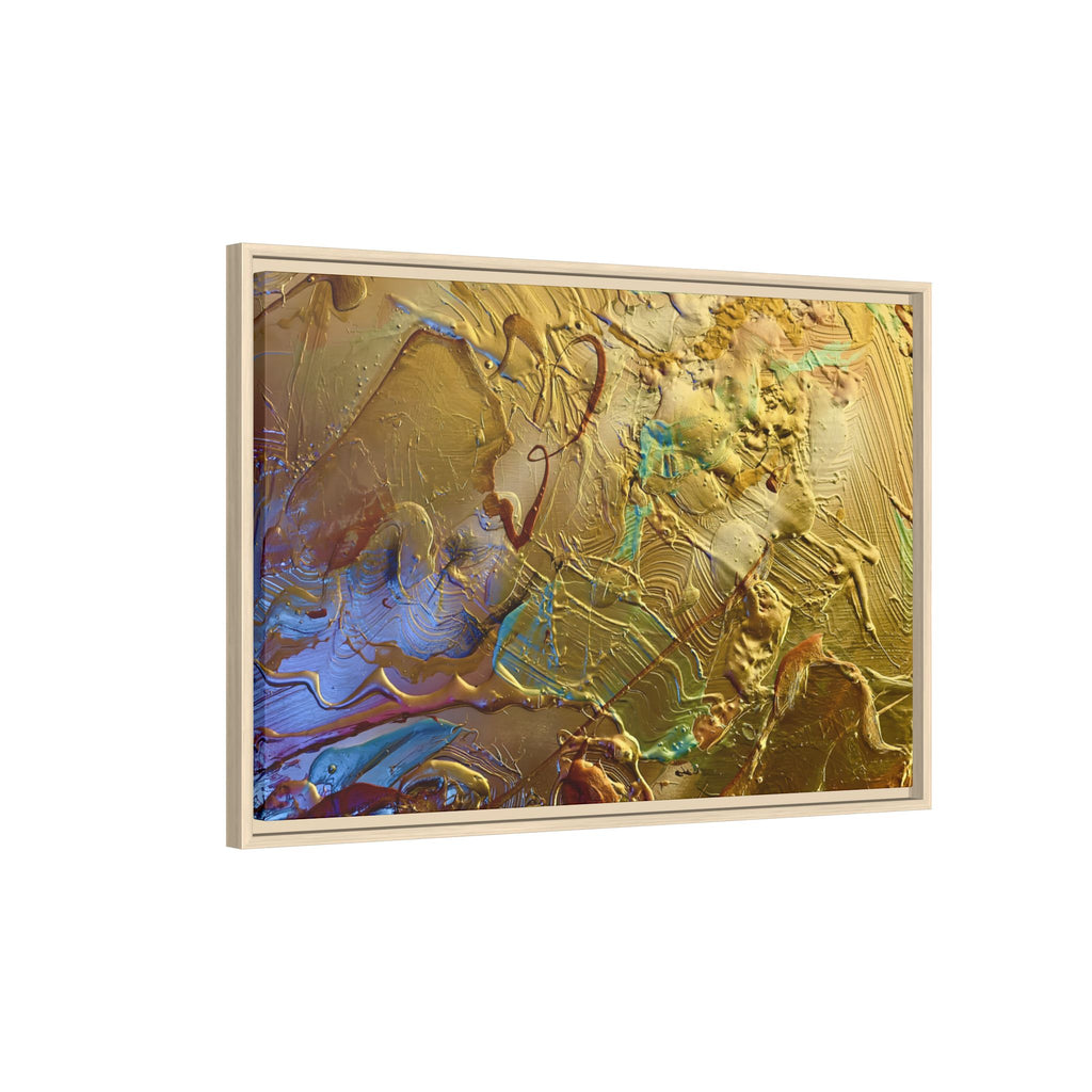 Framed Abstract Metallic Gold Canvas Print — Modern Textured Wall Art